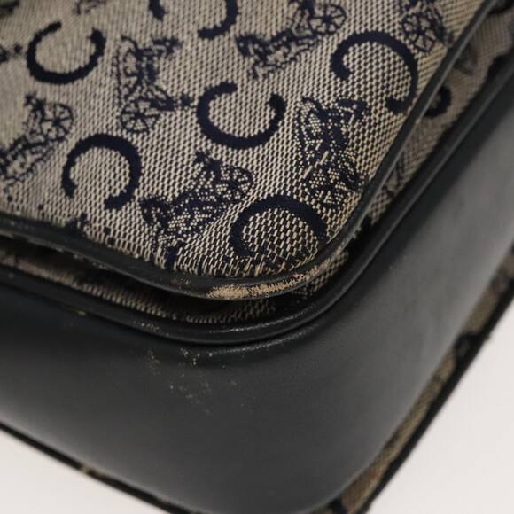 CELINE C Sulky Shoulder Bag Canvas Leather Navy Gold - Picture 14 of 16